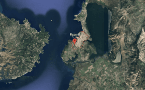 Image from Google Earth highlighting Ksamil Village
