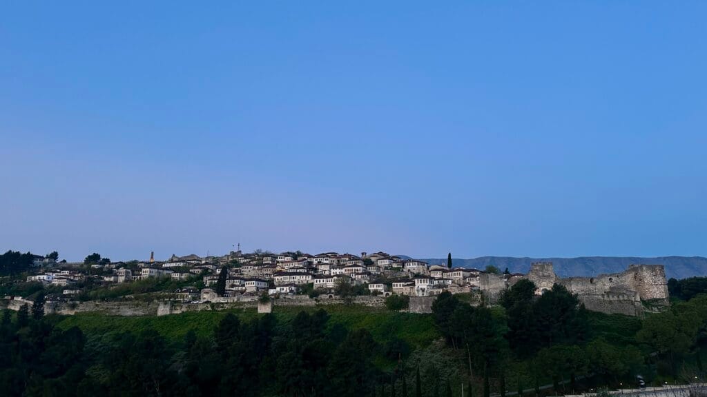 Photo of Berat Fortress from the Tomorr mountain side.