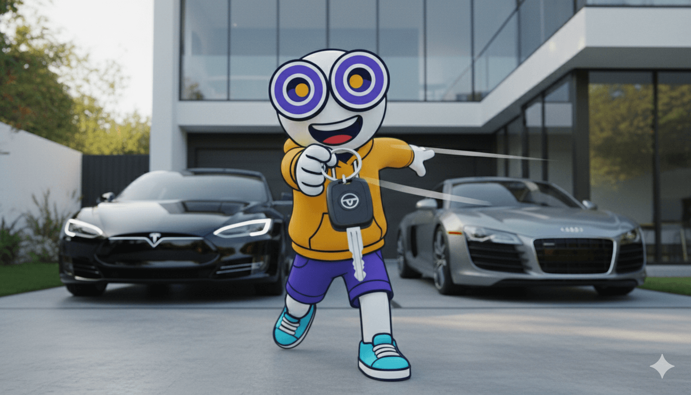 Patoko Mascot throwing keys toward the camera