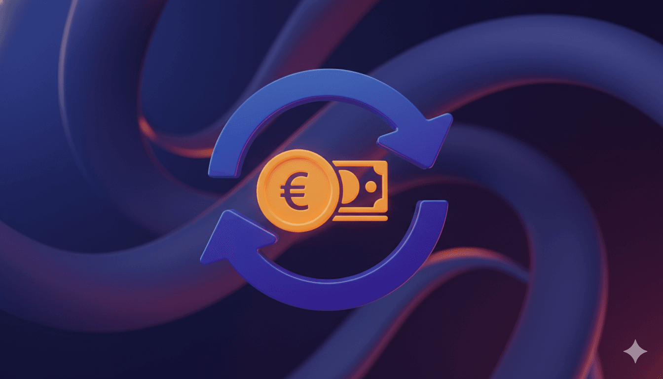 Money Transfer icon floating on gradient background.