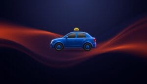 Taxi floating over dark gradient background