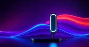 Image of a Electric Charging station in front of a flowing gradient background.