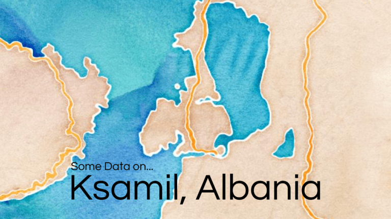 Watercolour Map of Ksamil in Albania.