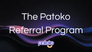 Image showing "The Patoko Referral Program" and patoko logo on a gradient background.