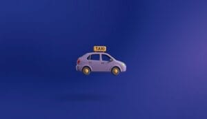 Taxi icon floating over a gradient background