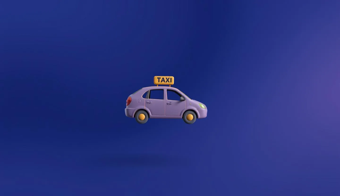 Taxi icon floating over a gradient background