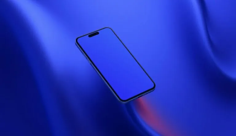 Phone mockup over a gradient background