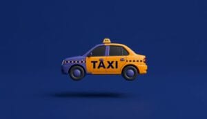 Taxi floating over flat background