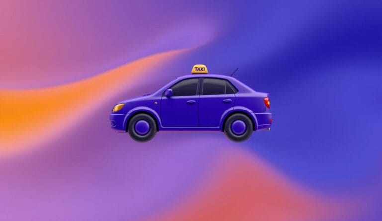 Taxi suspended in 3d over gradient background.