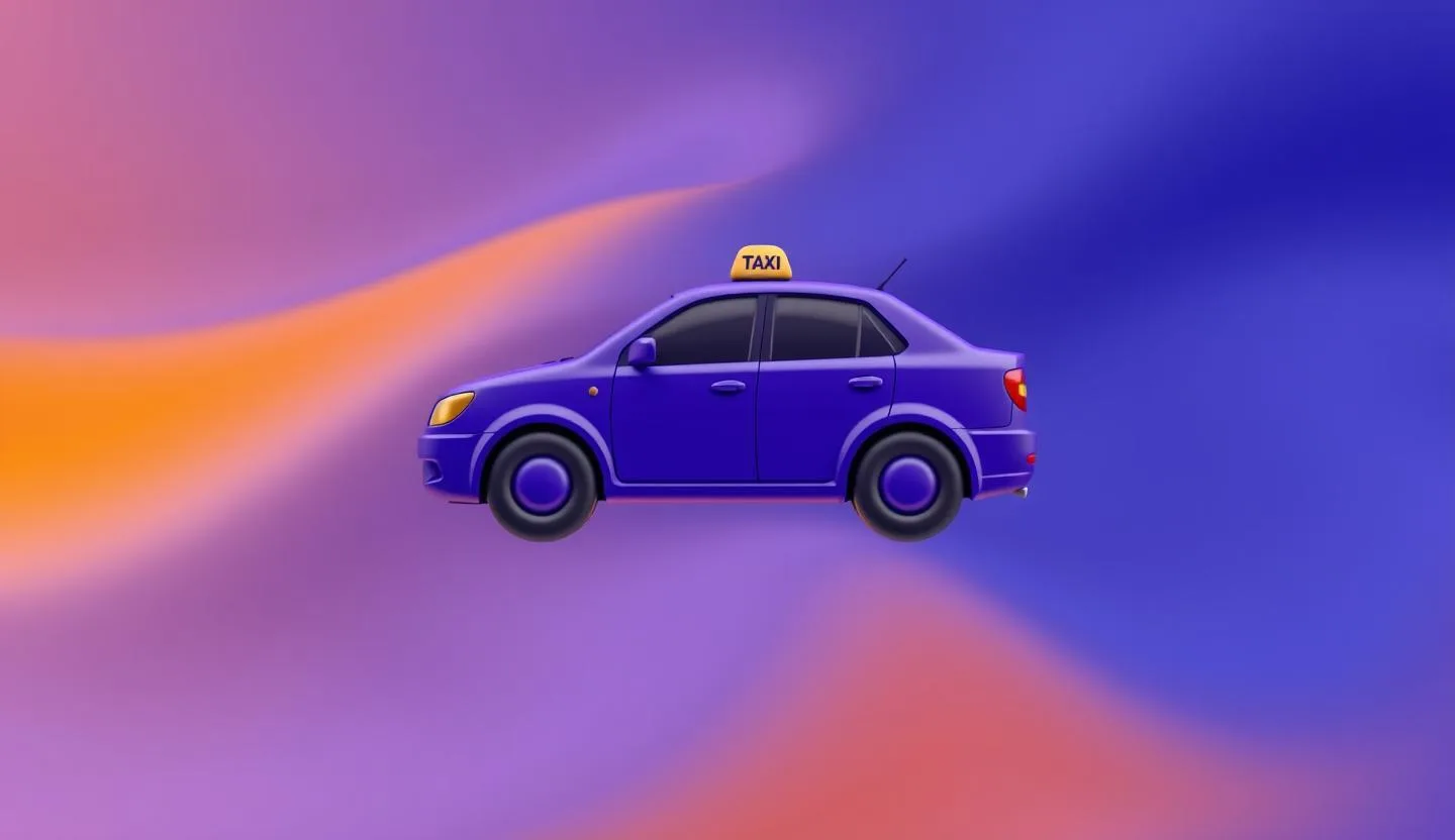 Taxi suspended in 3d over gradient background.