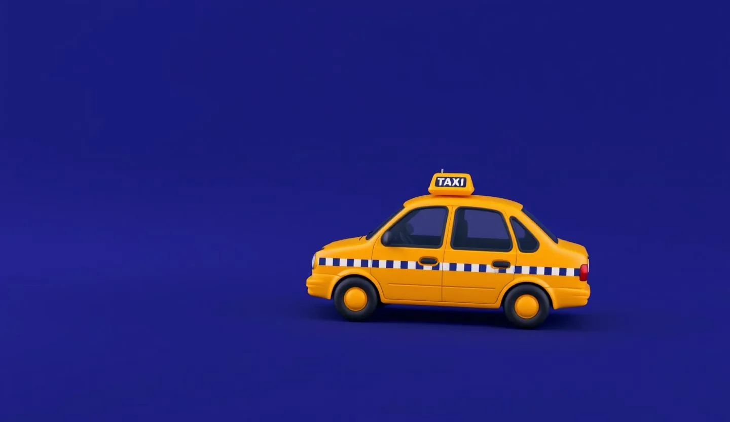 Taxi driving on Blue background