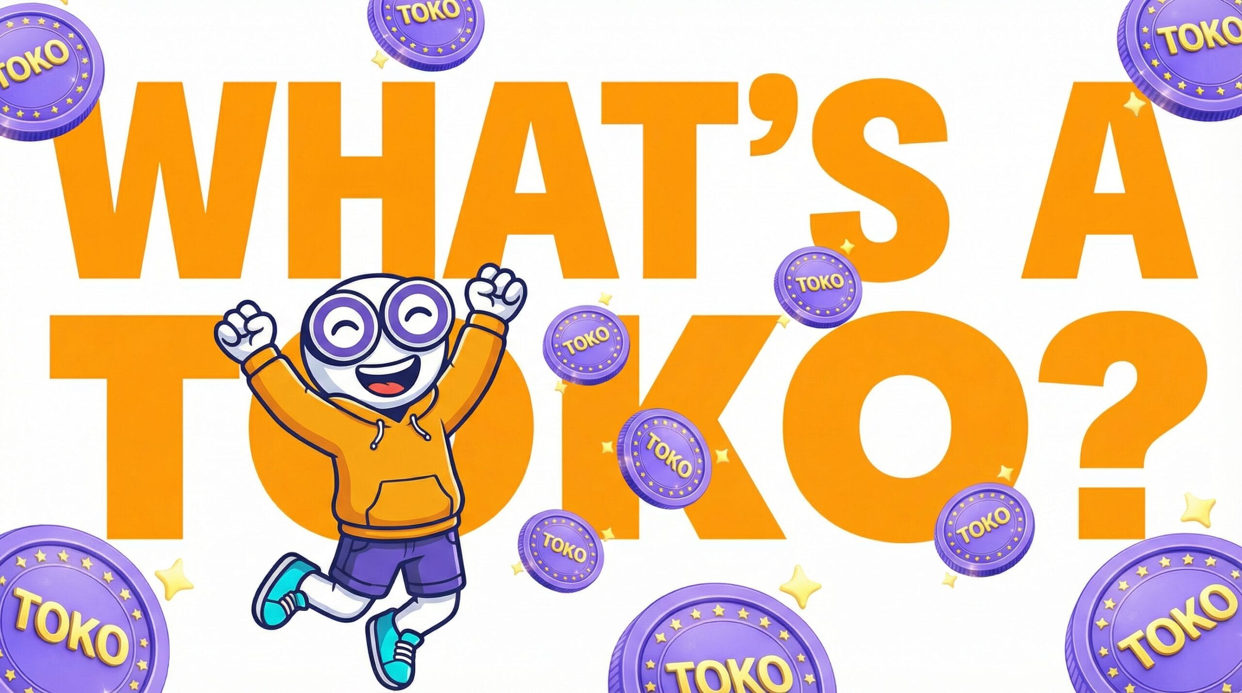 Patoko mascot with words behind him "What's a Toko?"