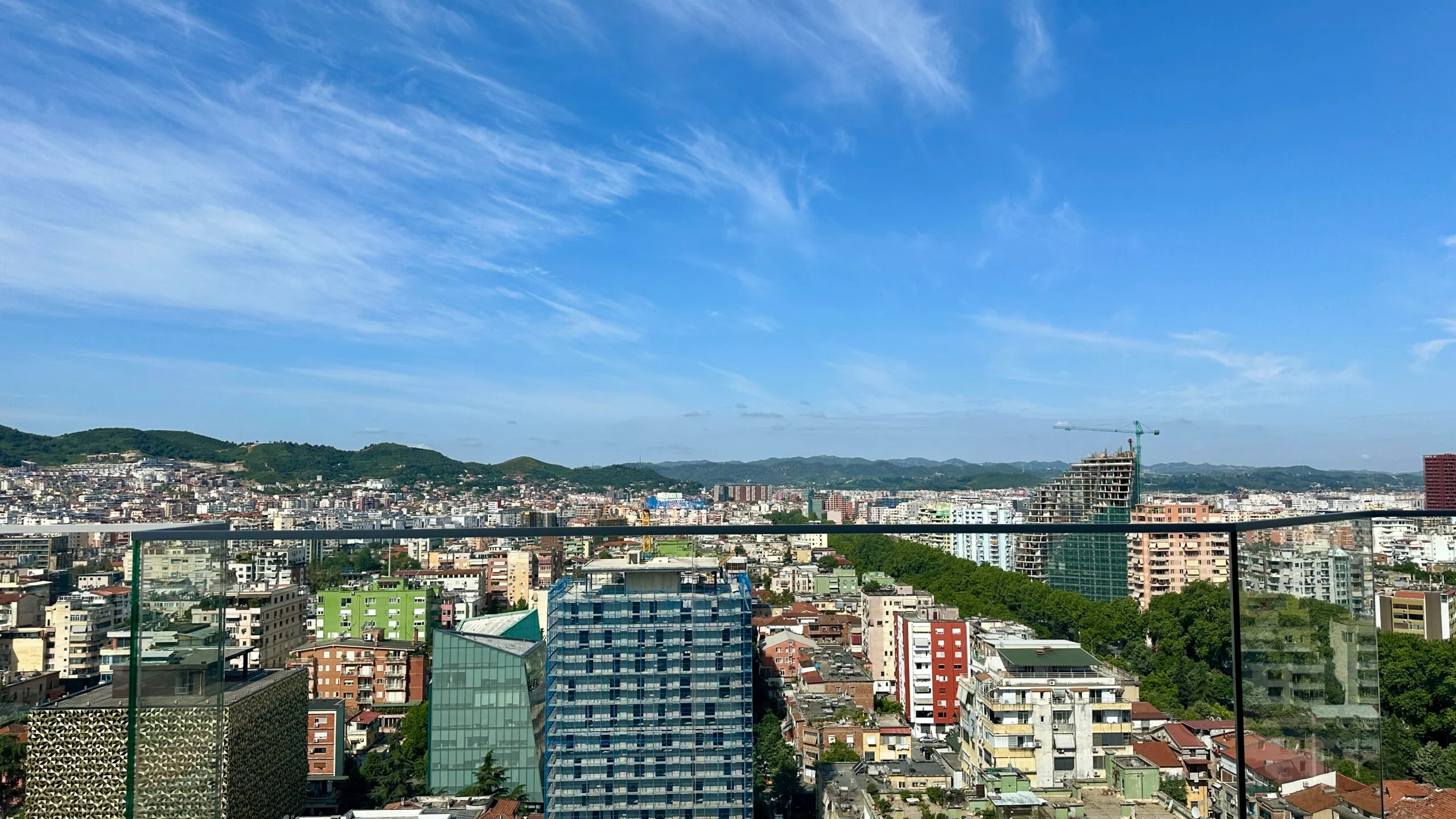 Tirana Skyline photo in the summer from a high rise.